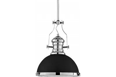 Lampe suspension en verre et métal noir et chromé