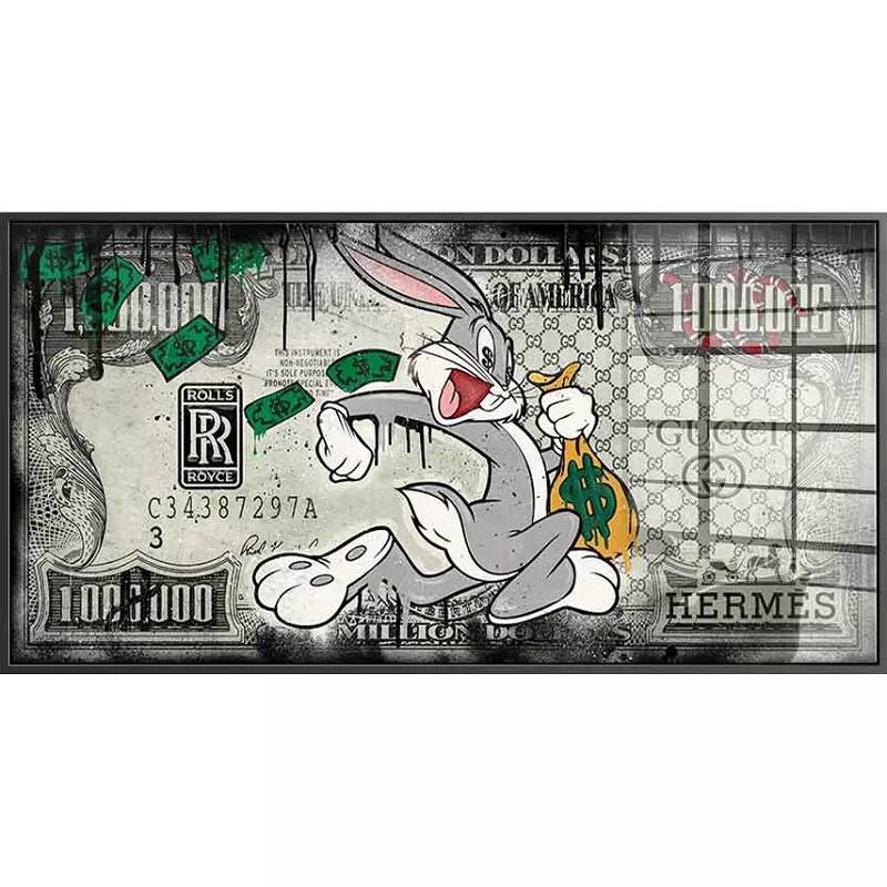 Tableau acrylique Bugs Bunny Gangster noir