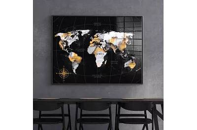 Tableau acrylique The Whole World noir