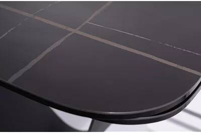Table à manger extensible céramique aspect marbre noir mat L160-240