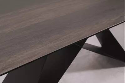 Table à manger extensible en céramique aspect bois marron L180-260