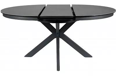 Table à manger extensible en céramique gris foncé et métal noir Ø120-160