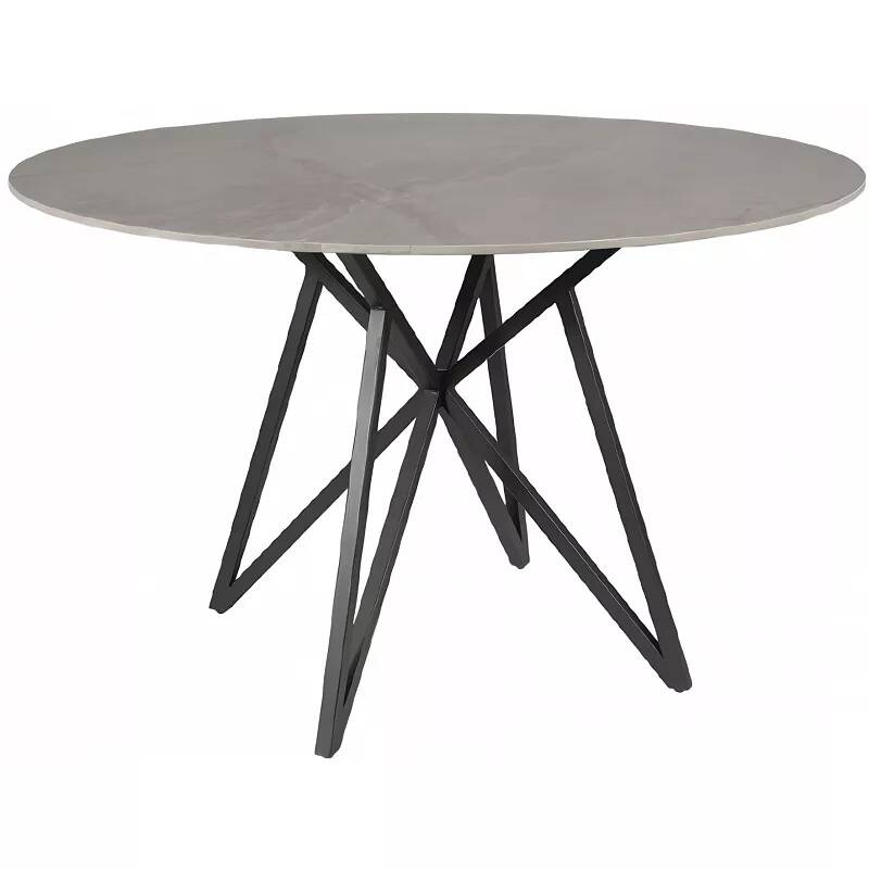 Table à manger en céramique aspect marbre gris Ø120