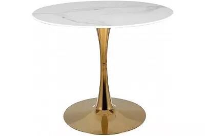 Table à manger en céramique aspect marbre blanc Ø90