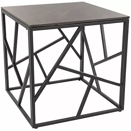 Table d'appoint en céramique aspect marbre noir