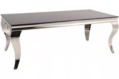 Table basse en verre noir et métal chromé L120