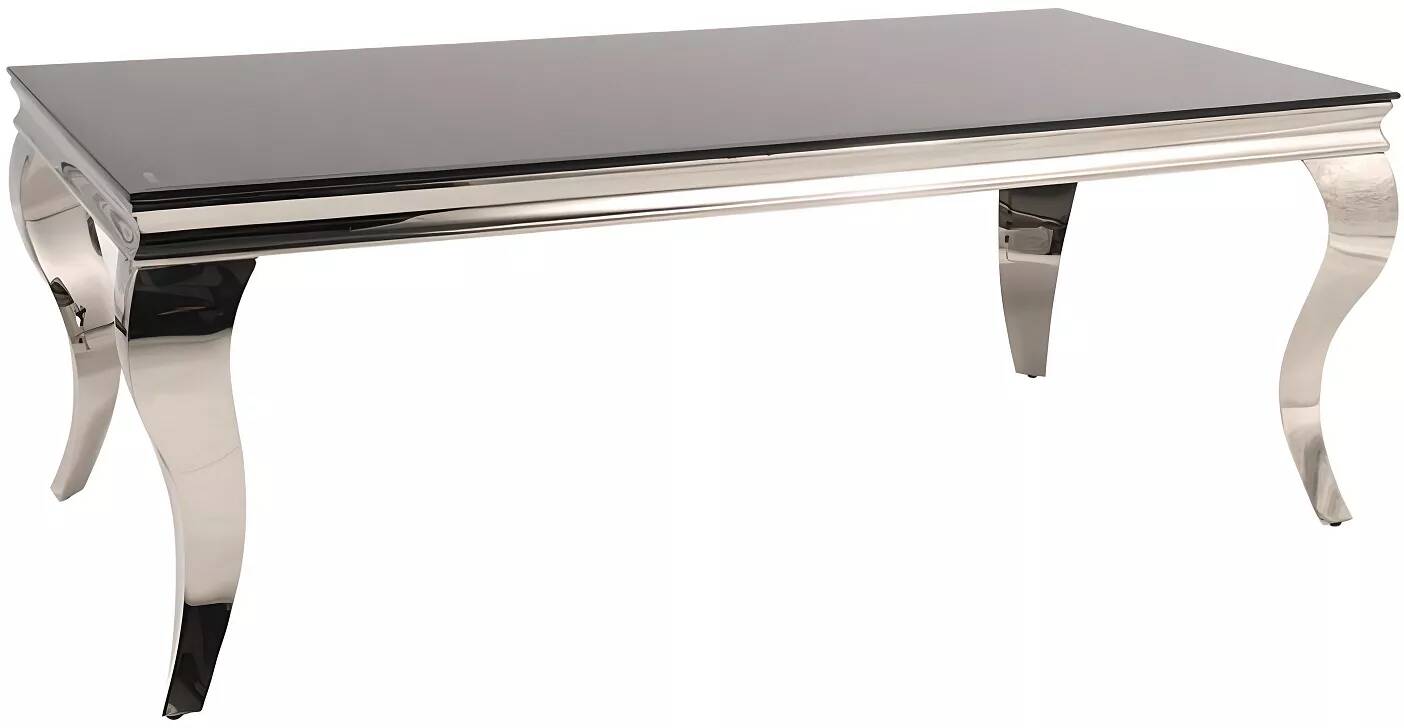 Table basse en verre noir et métal chromé L120