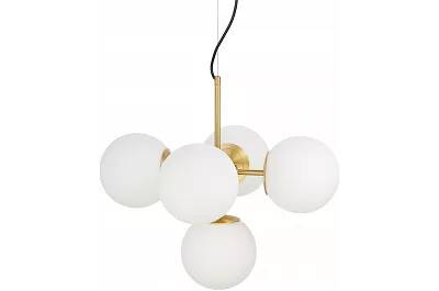 Lampe suspension en verre blanc et métal laiton Ø46