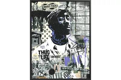 Tableau acrylique Tupac noir