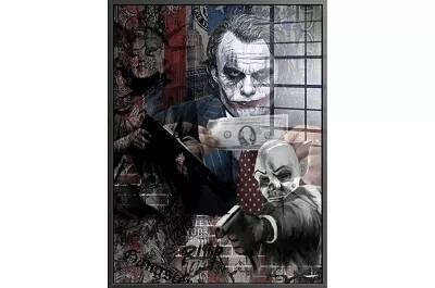 Tableau acrylique Joker Dollars noir