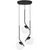 Lampe suspension en verre blanc et métal noir Ø55
