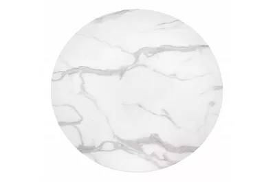 Table à manger en verre aspect marbre blanc Ø90