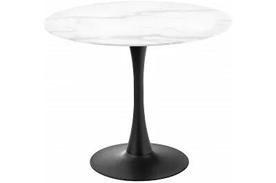 Table à manger en verre aspect marbre blanc Ø90