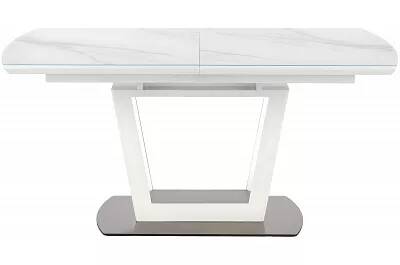Table à manger extensible en verre aspect marbre blanc L160-200