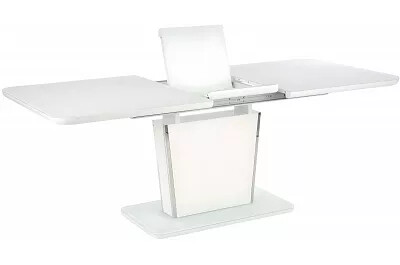 Table de salle à manger extensible en verre blanc laqué L160-200