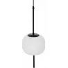 Lampe suspension en verre blanc et métal noir Ø20