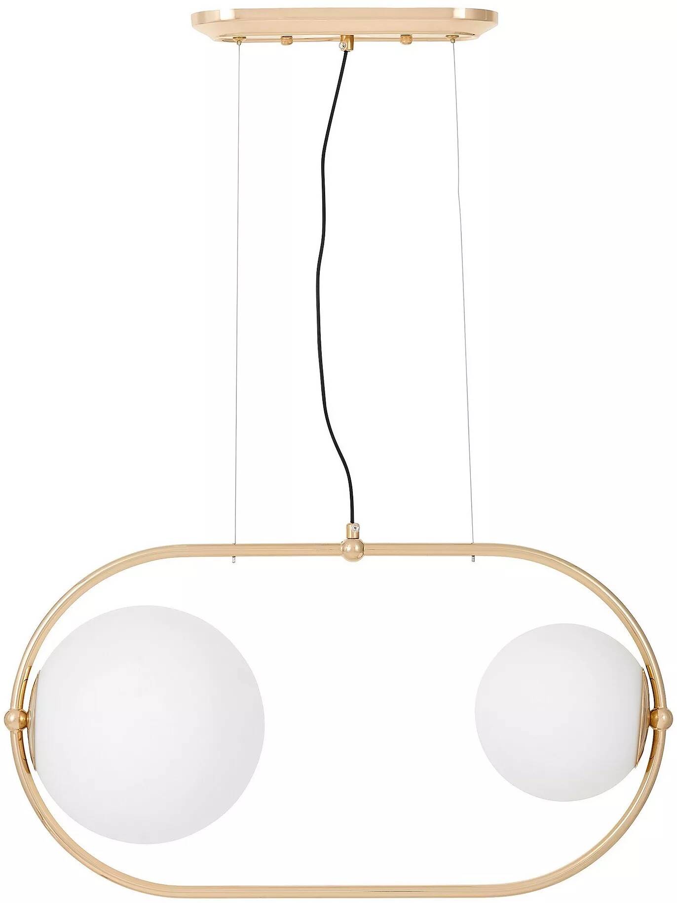 Lampe suspension en verre blanc et métal doré L55