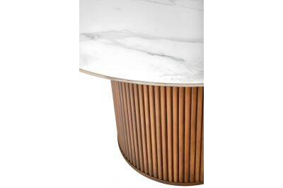 Table de salle à manger en céramique aspect marbre blanc Ø120
