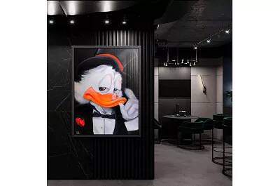 Tableau acrylique Picsou Gentleman noir