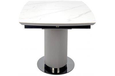 Table à manger extensible en céramique aspect marbre blanc L160-220