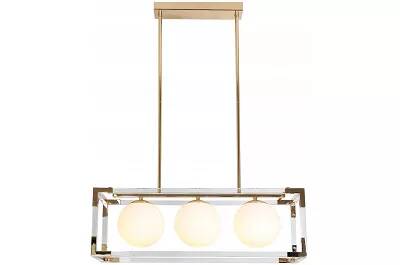 Lampe suspension en verre blanc et métal doré L65