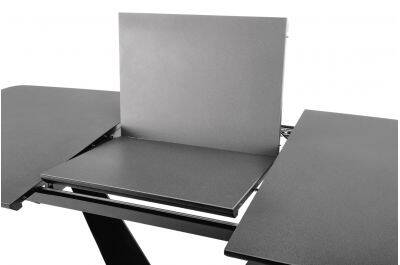 Table à manger extensible en verre gris foncé et noir laqué L160-220