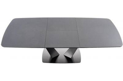 Table à manger extensible en verre gris foncé et noir laqué L160-220