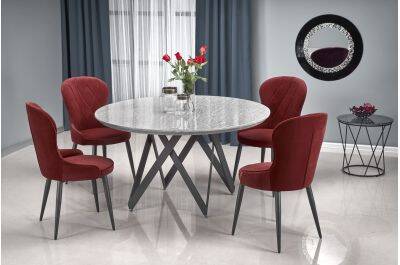 Table à manger en aspect marbre gris Ø140