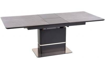 Table à manger extensible en verre gris foncé et acier noir L160-220