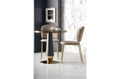 Table à manger en céramique aspect marbre noir Ø59