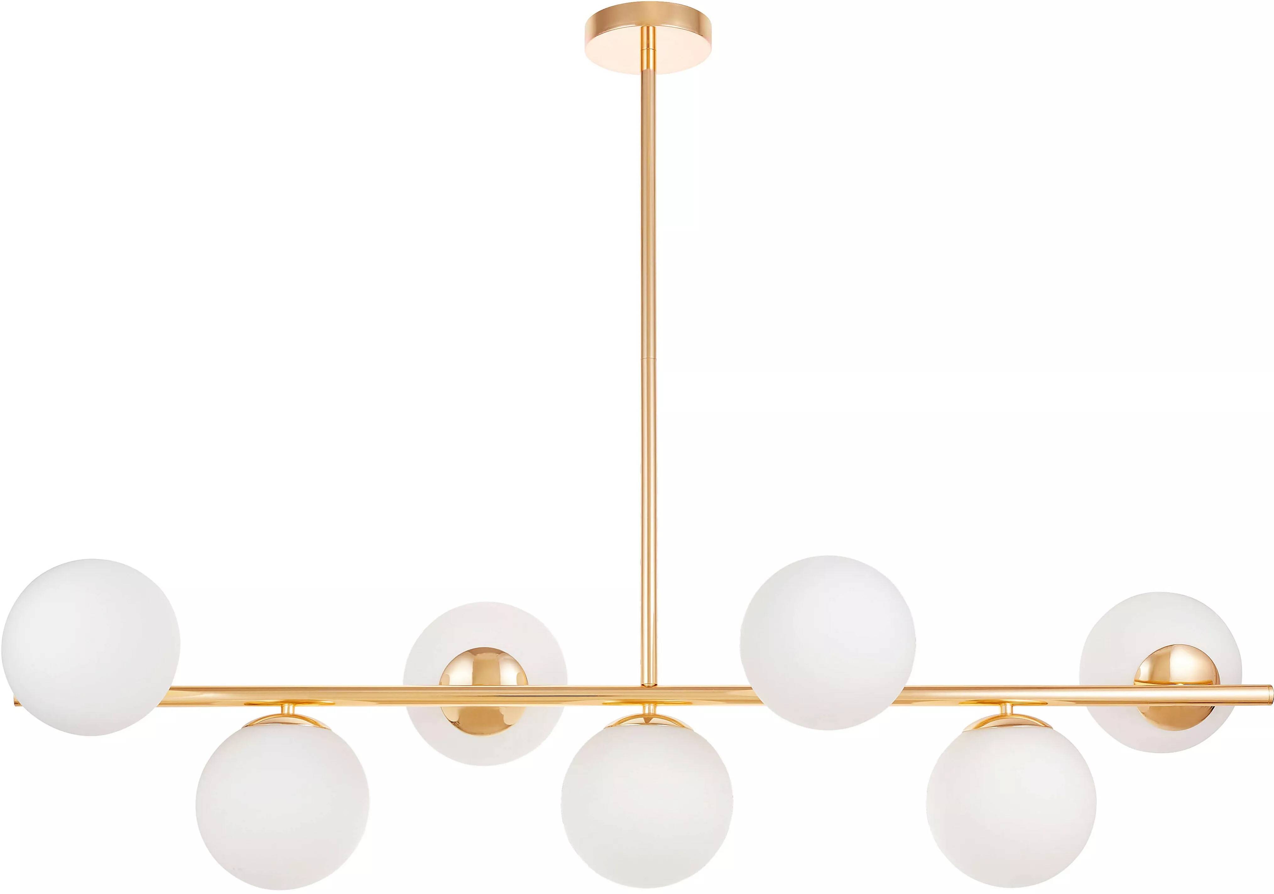 Lampe suspension en verre blanc et métal doré L110