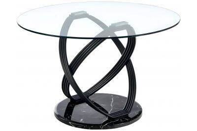 Table à manger en en verre et acier noir Ø122