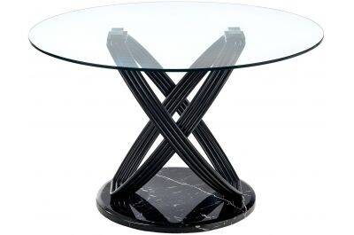 Table à manger en en verre et acier noir Ø122