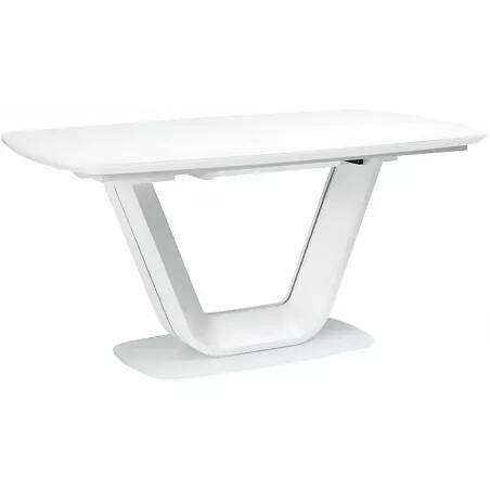 Table à manger extensible blanc mat et verre opaque L140-200