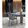 Table à manger extensible en verre aspect marbre gris et acier gris foncé Ø120-160