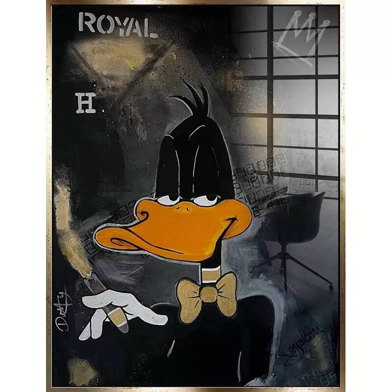 Tableau acrylique Daffy Duck King doré antique