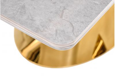 Table à manger extensible en céramique gris clair et acier doré L160-220