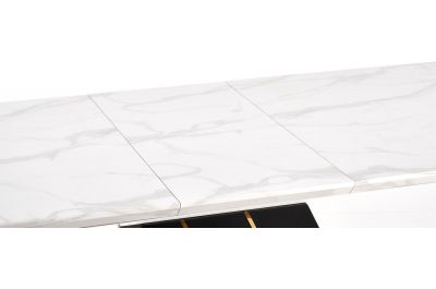 Table à manger extensible en aspect marbre blanc et acier doré L160-200