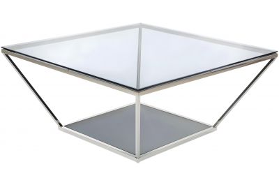 Table basse design en métal chromé et verre fumé L100