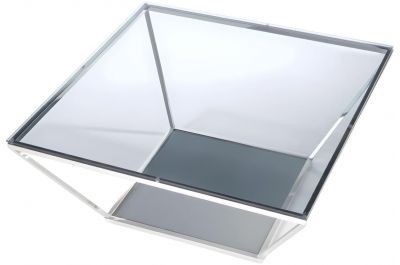 Table basse design en métal chromé et verre fumé L100