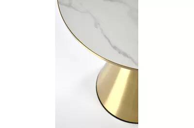 Table d'appoint en céramique aspect marbre blanc et acier doré Ø50