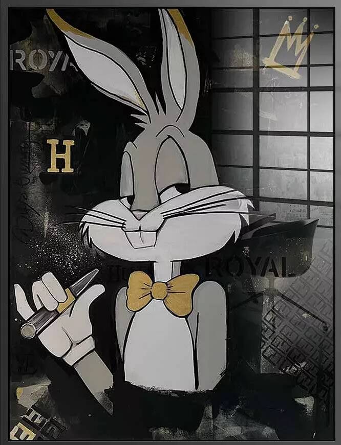 Tableau acrylique Bugs Bunny King noir