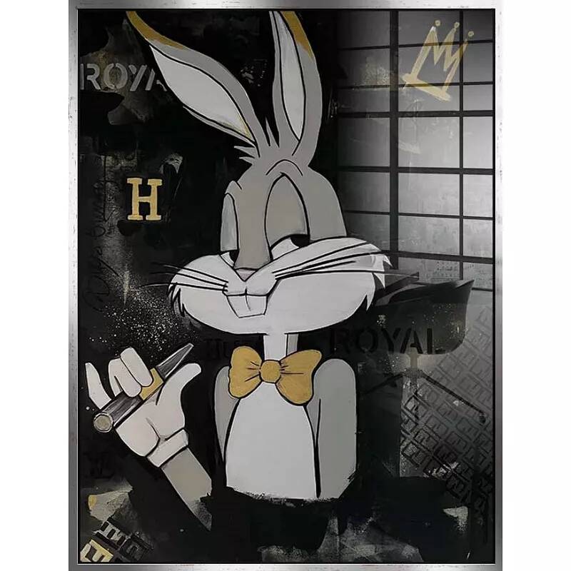 Tableau acrylique Bugs Bunny King argent antique