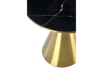 Table d'appoint en céramique aspect marbre noir et acier doré Ø50