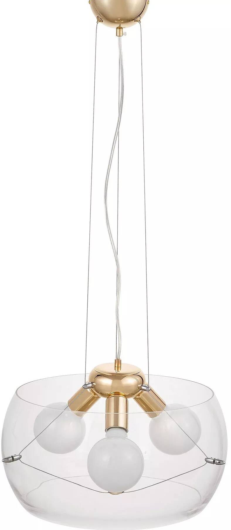 Lampe suspension en verre et métal doré Ø40