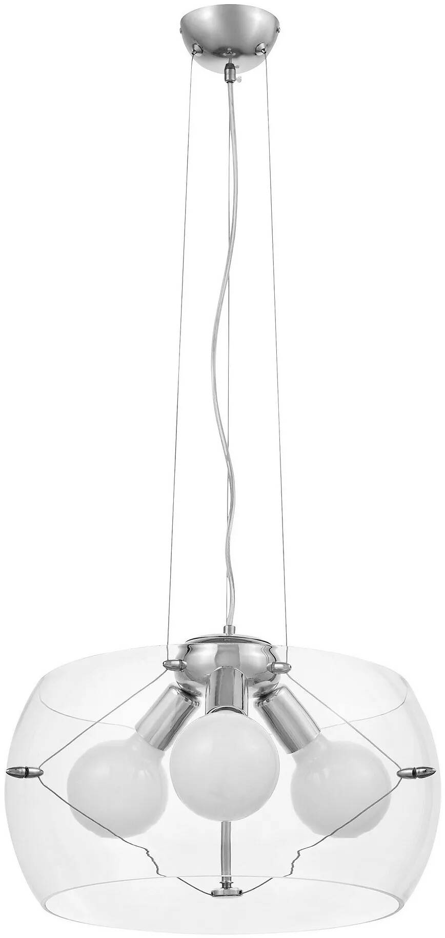 Lampe suspension en verre et métal chromé Ø40