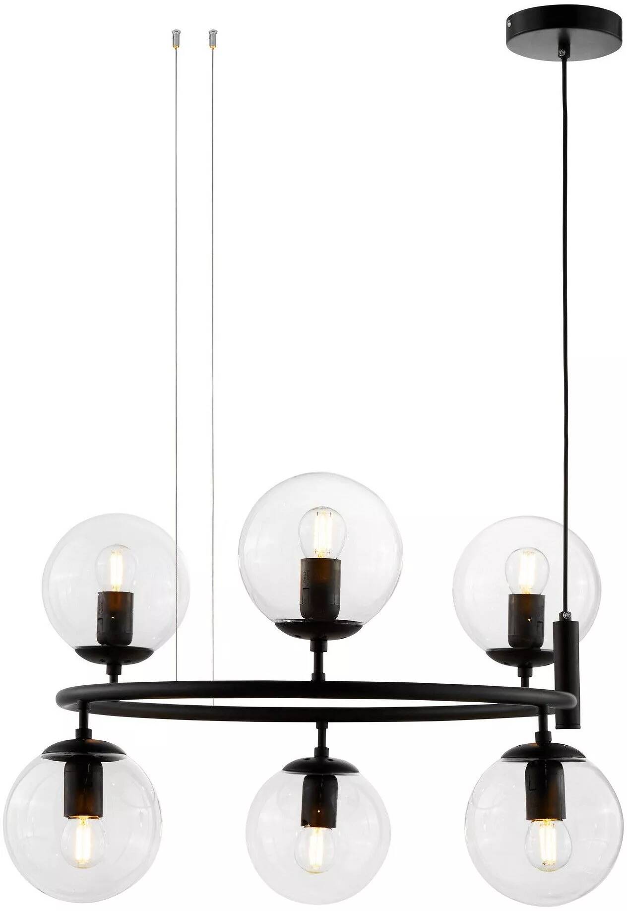 Lampe suspension en verre et métal noir Ø66
