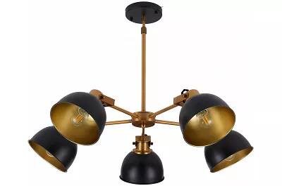 Lampe suspension en métal noir et doré Ø70