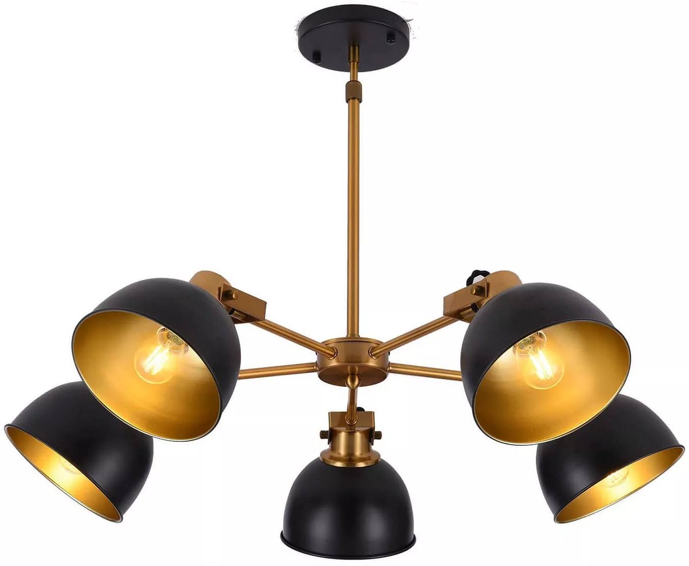 Lampe suspension en métal noir et doré Ø70