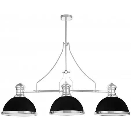 Lampe suspension en verre et métal noir et chromé L115
